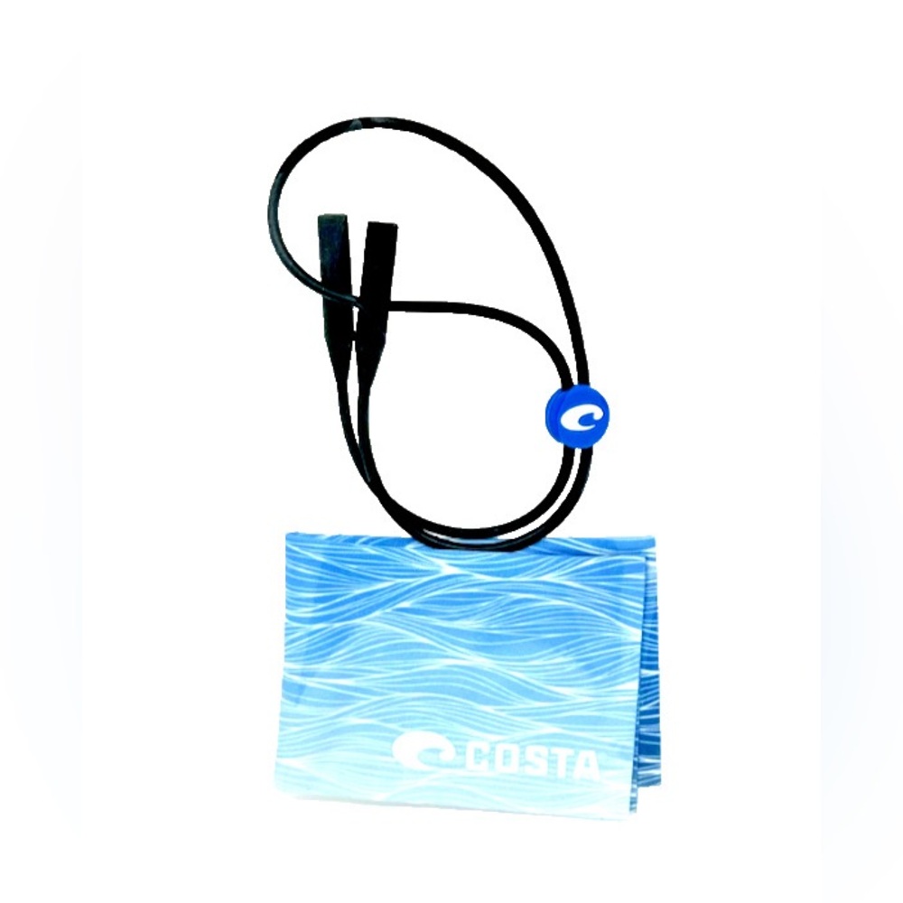 Costa Del Mar - Black Bow Line Silicone Sunglasses Cord with cleaning cloth